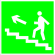 E16 направление к эвакуационному выходу по лестнице вверх (левосторонний) (пленка, 200х200 мм)